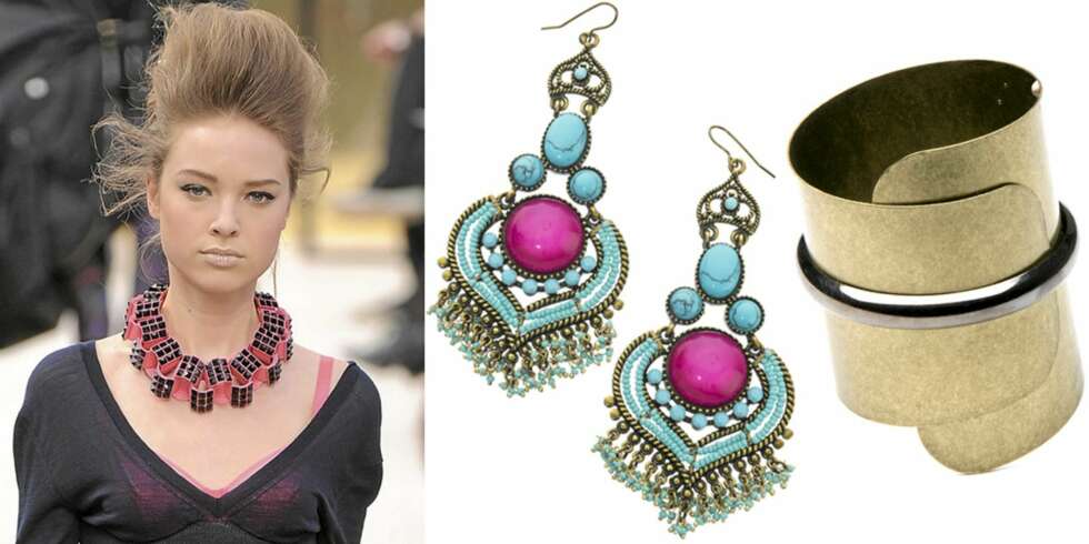 STORE SMYKKER: Fra catwalken til Yves Saint Laurent, øredobber fra Accessorize og armbånd fra Mango. STORE SMYKKER: Fra catwalken til Yves Saint Laurent, øredobber fra Accessorize og armbånd fra Mango.