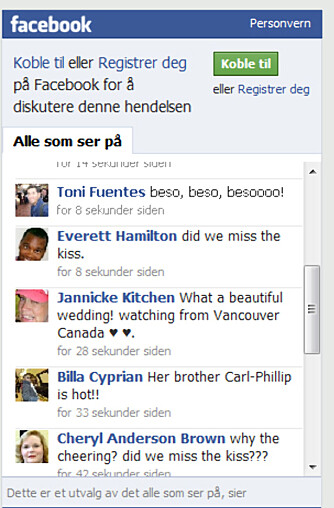 KYSSEMANGEL: Kisses! Besoooo! TV-seerne etterlyste kjærtegn fra de nygifte. KYSSEMANGEL: Kisses! Besoooo! TV-seerne etterlyste kjærtegn fra de nygifte.