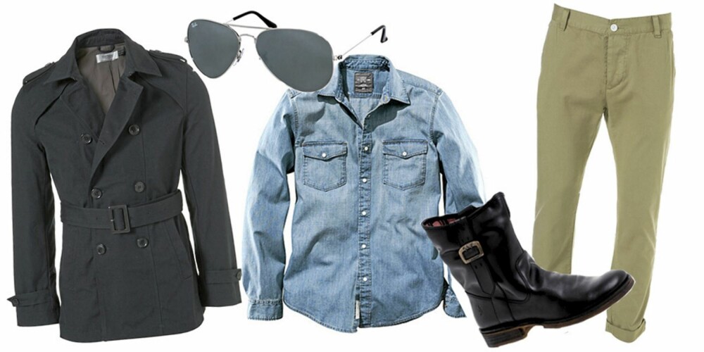 FRA VENSTRE: Jakke fr Topman (kr 665), solbriller fra Ray Ban (kr 1055), skjorte fra HogM (kr 249), sko fra Fly London (kr 1283) g bukse fra Topman (kr 247). FRA VENSTRE: Jakke fr Topman (kr 665), solbriller fra Ray Ban (kr 1055), skjorte fra HogM (kr 249), sko fra Fly London (kr 1283) g bukse fra Topman (kr 247).