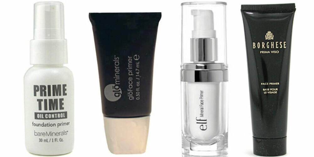 FRA VENSTRE: Bare Minerals Prime Time Oil Control (kr 173,50), GloMinerals Gloface Primer (kr 279), Elf Mineral Face Primer (kr56) og Borghese Prima Viso Face Primer (kr 155, 50). FRA VENSTRE: Bare Minerals Prime Time Oil Control (kr 173,50), GloMinerals Gloface Primer (kr 279), Elf Mineral Face Primer (kr56) og Borghese Prima Viso Face Primer (kr 155, 50).