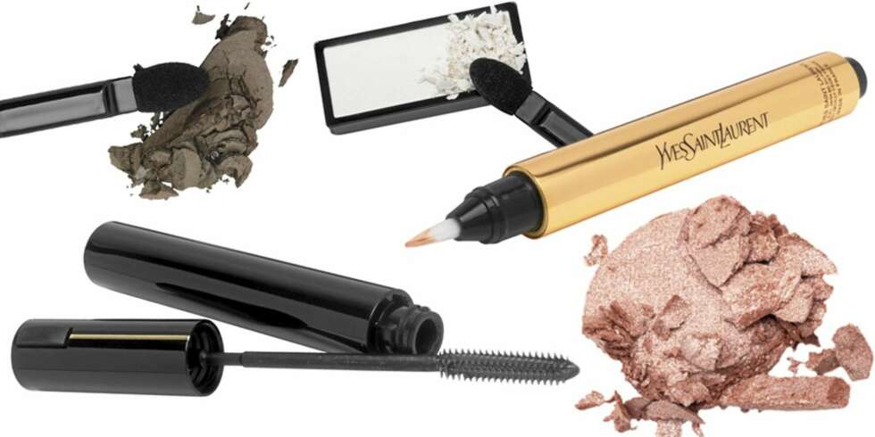ØYNE: Shiseido gråbrun øyenskygge nr. 708 (kr 240), Lancôme vibrerende mascara (kr 310), Shiseido offwhite matt øyenskygge nr. 907 (kr 240), YSL Touche Éclat concealer i fargen 02 (kr 300), Youngblood skimmerøyeskygge i fargen pink diamond (kr 225). ØYNE: Shiseido gråbrun øyenskygge nr. 708 (kr 240), Lancôme vibrerende mascara (kr 310), Shiseido offwhite matt øyenskygge nr. 907 (kr 240), YSL Touche Éclat concealer i fargen 02 (kr 300), Youngblood skimmerøyeskygge i fargen pink diamond (kr 225).