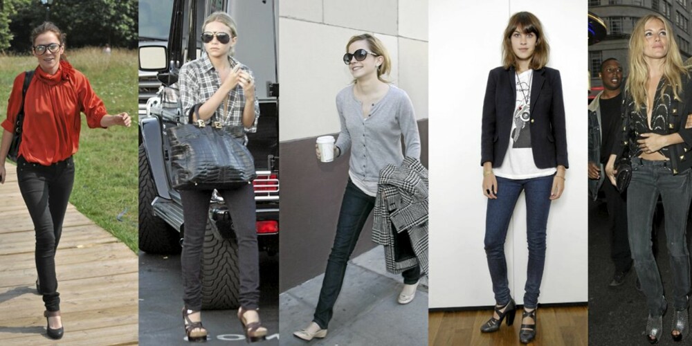 KJENDISJENTENE: Gjør som Anna Friel, Ashley Olsen, Emma Watson, Alexa Chung og Sienna Miller. Finn frem de smale jeansene og kombiner dem med sesongens korte jakker, eller med en kul skjorte eller bluse. KJENDISJENTENE: Gjør som Anna Friel, Ashley Olsen, Emma Watson, Alexa Chung og Sienna Miller. Finn frem de smale jeansene og kombiner dem med sesongens korte jakker, eller med en kul skjorte eller bluse.