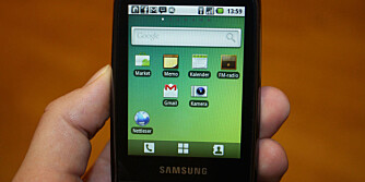 Slik ser startskjermen til Galaxy 5 ut. Slik ser startskjermen til Galaxy 5 ut.
