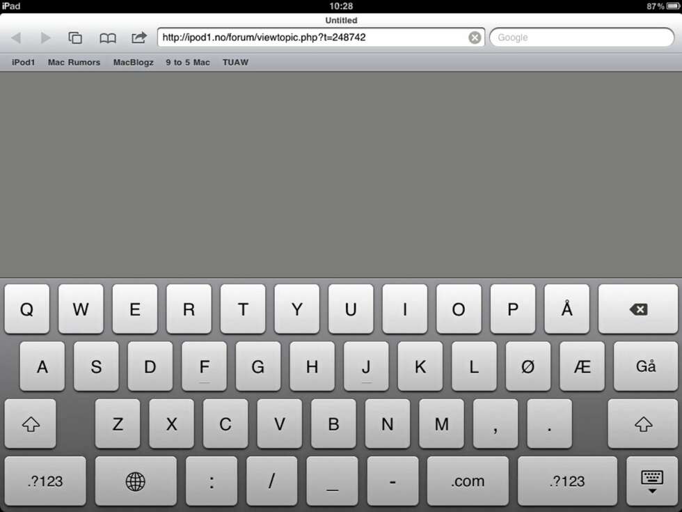 NORSK: iPad med iPhone OS 4.2 og tastatur på norsk. NORSK: iPad med iPhone OS 4.2 og tastatur på norsk.