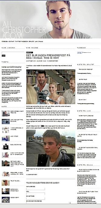 Christopher forteller om den ubehagelige hendelsen på sin blogg. Christopher forteller om den ubehagelige hendelsen på sin blogg.