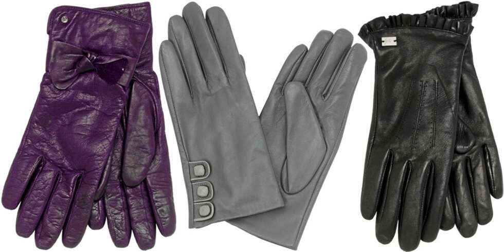 FRA VENSTRE: Lilla fra Adax (kt 700), grå fra Accessorize (kr 129), svarte fra Lycke (kr 349). FRA VENSTRE: Lilla fra Adax (kt 700), grå fra Accessorize (kr 129), svarte fra Lycke (kr 349).