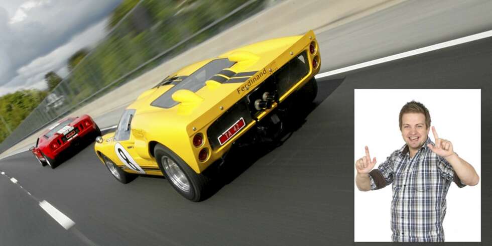 VERSTING MØTER BESTEFAR: Den heftige kjøringen med Ford GT og en spinnvill GT40-replika, var årets kanskje heftigste høydepunkt for redaksjonssjefen. VERSTING MØTER BESTEFAR: Den heftige kjøringen med Ford GT og en spinnvill GT40-replika, var årets kanskje heftigste høydepunkt for redaksjonssjefen.