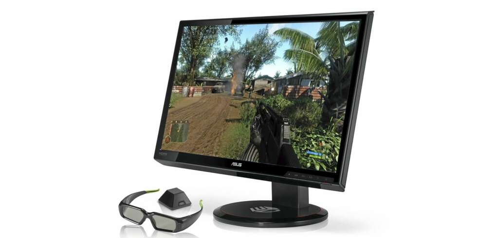 3D: For rundt 3.700 kroner får du skjerm og briller som gjør at du kan spille i 3D på PC-en. 3D: For rundt 3.700 kroner får du skjerm og briller som gjør at du kan spille i 3D på PC-en.