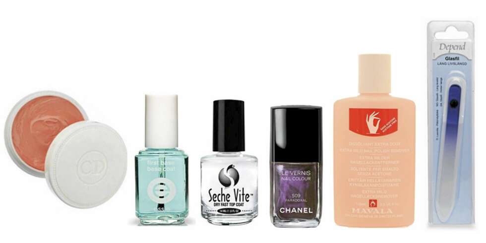NEGLELAKK: Dior Creme Abricot neglebåndskrem (kr210), Essie Base Coat (kr 149), Seche Vite Dry Fast Top Coat (kr 115), Chanel Le Vernis 509 Paradoxal (kr 210), Mavala Mild Nail Polish Remover (kr 69) Depend Glassfil (kr 69). NEGLELAKK: Dior Creme Abricot neglebåndskrem (kr210), Essie Base Coat (kr 149), Seche Vite Dry Fast Top Coat (kr 115), Chanel Le Vernis 509 Paradoxal (kr 210), Mavala Mild Nail Polish Remover (kr 69) Depend Glassfil (kr 69).