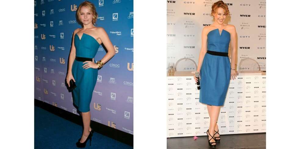 KJOLEDUELL: Hvem kler YSL-kjolen best, Becki Newton eller Kylie Minogue? KJOLEDUELL: Hvem kler YSL-kjolen best, Becki Newton eller Kylie Minogue?