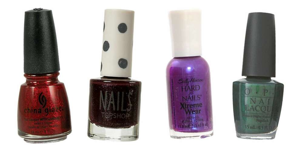 FRA VENSTRE: China Glaze (kr 98), Topshop (kr 50), Sally HAnsen (kr 62), O.P.I (kr 92). FRA VENSTRE: China Glaze (kr 98), Topshop (kr 50), Sally HAnsen (kr 62), O.P.I (kr 92).