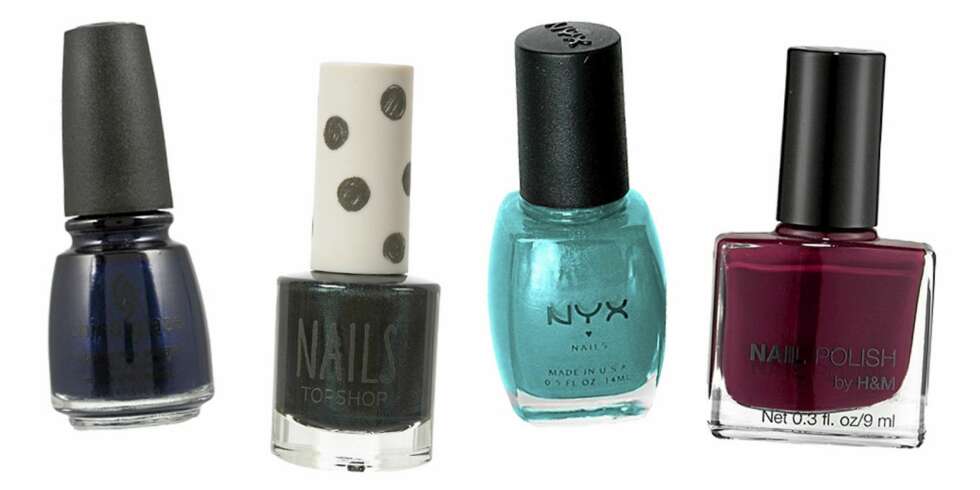 FRA VENSTRE: O.P.I (kr 92), Topshop (kr50), NYX (kr 95), HogM (kr 39,50). FRA VENSTRE: O.P.I (kr 92), Topshop (kr50), NYX (kr 95), HogM (kr 39,50).