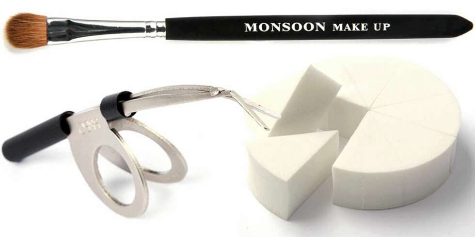 FRA TOPPEN: Monsoon Makeup øyenskyggekost (kr 240), Japonesque Presicion Brow Groomer (kr 395), Japonesque Sponge Wheel (kr 65). FRA TOPPEN: Monsoon Makeup øyenskyggekost (kr 240), Japonesque Presicion Brow Groomer (kr 395), Japonesque Sponge Wheel (kr 65).