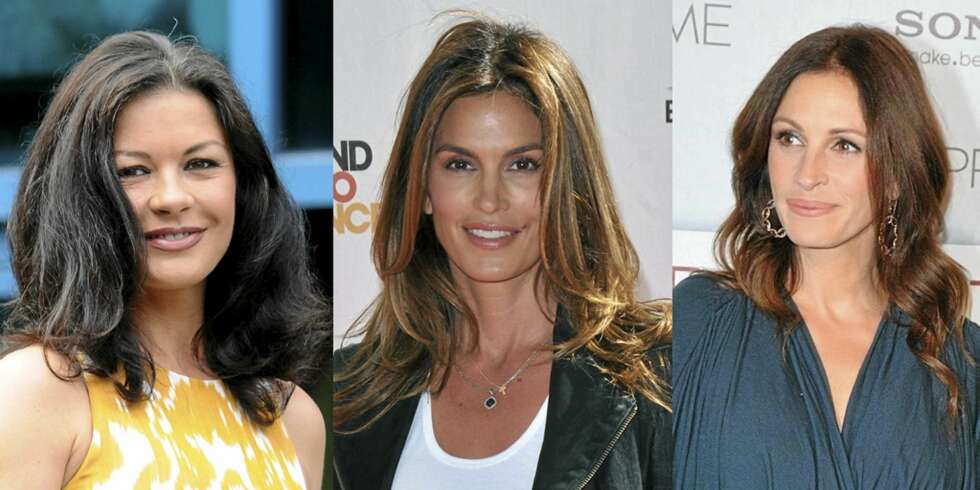 BEHOLDER LENGDEN: Catherine Zeta-Jones, Cindy Crawford og Julia Roberts er alle godt over 40, men beholder fortsatt de lange lokkene. BEHOLDER LENGDEN: Catherine Zeta-Jones, Cindy Crawford og Julia Roberts er alle godt over 40, men beholder fortsatt de lange lokkene.