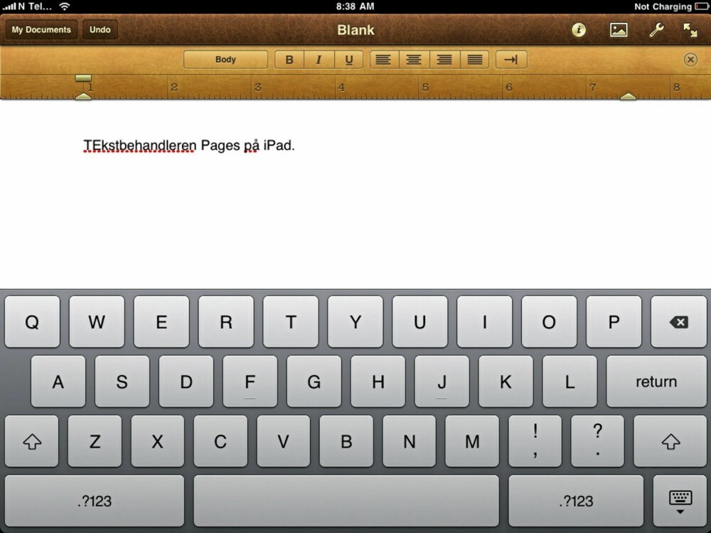 PAGES: iPad er ikke supergod til å skrive lange avhandlinger på, men med Pages får du hvert fall et OK teksredigeringsprogram PAGES: iPad er ikke supergod til å skrive lange avhandlinger på, men med Pages får du hvert fall et OK teksredigeringsprogram