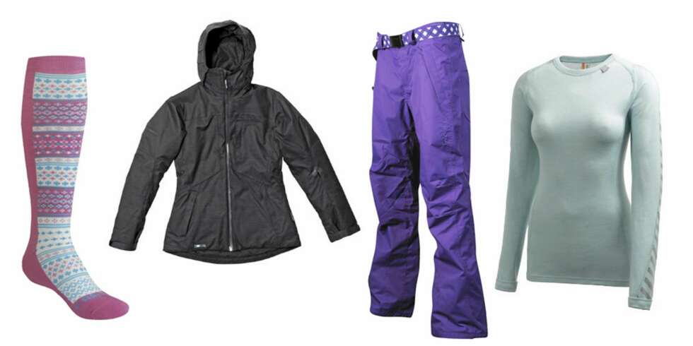 FRA VENSTRE: Sokker fra Kari Traa (kr 169), jakke fra Helly Hansen (kr 2999), bukse fra O'Neill (kr 899) og fleeceundertøy fra Helly Hansen (kr 399) FRA VENSTRE: Sokker fra Kari Traa (kr 169), jakke fra Helly Hansen (kr 2999), bukse fra O'Neill (kr 899) og fleeceundertøy fra Helly Hansen (kr 399)