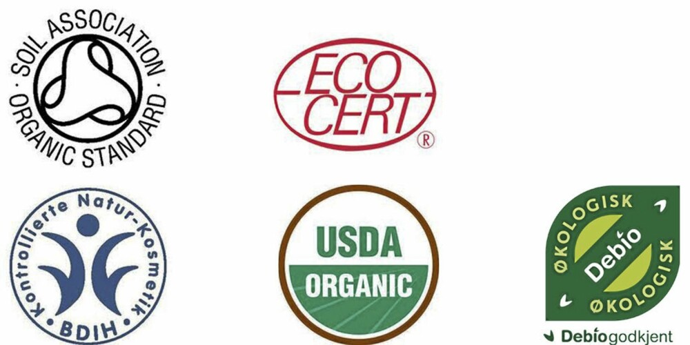 SERTIFIKATER: Her er noen av de mest vanlige økologiske sertifikatene: Britiske Soil Association, tyske BDIH, franske Ecocert, amerikanske USDA Organic og norske Debio. SERTIFIKATER: Her er noen av de mest vanlige økologiske sertifikatene: Britiske Soil Association, tyske BDIH, franske Ecocert, amerikanske USDA Organic og norske Debio.