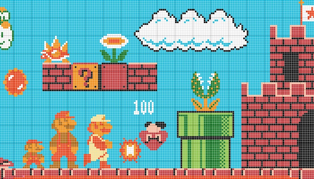 SUPER MARIO BROTHERS: Håndarbeid av det populære Nintendo-spillet. SUPER MARIO BROTHERS: Håndarbeid av det populære Nintendo-spillet.