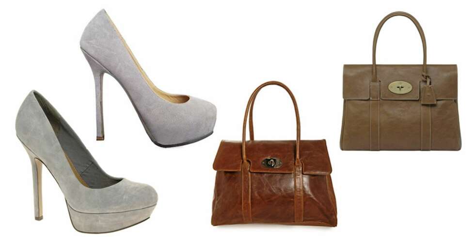 ORIGINALEN OG KOPIEN: Den øverste skoen er Tribute pumps fra YSL (ca kr 4500), mens den nederste er kopi fra Asos.com (kr 571). Vesken til høyre er Mulberry Bayswater (ca kr 6500) og under er kopi fra NYPD (kr 1295). ORIGINALEN OG KOPIEN: Den øverste skoen er Tribute pumps fra YSL (ca kr 4500), mens den nederste er kopi fra Asos.com (kr 571). Vesken til høyre er Mulberry Bayswater (ca kr 6500) og under er kopi fra NYPD (kr 1295).