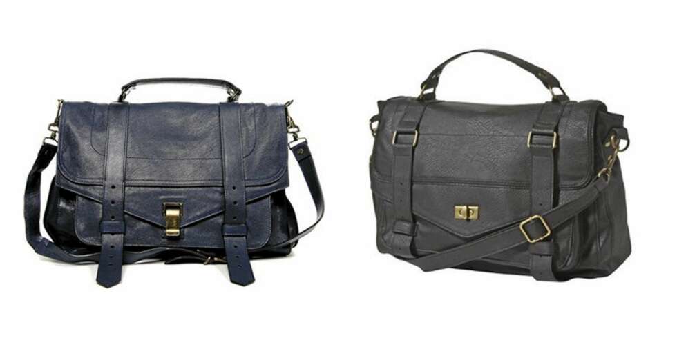ORIGINALEN OG KOPIEN: Til venstre er PS1 fra Proenza Schouler (kr 11,000) og til høyre er kopien fra Target (kr 200). ORIGINALEN OG KOPIEN: Til venstre er PS1 fra Proenza Schouler (kr 11,000) og til høyre er kopien fra Target (kr 200).