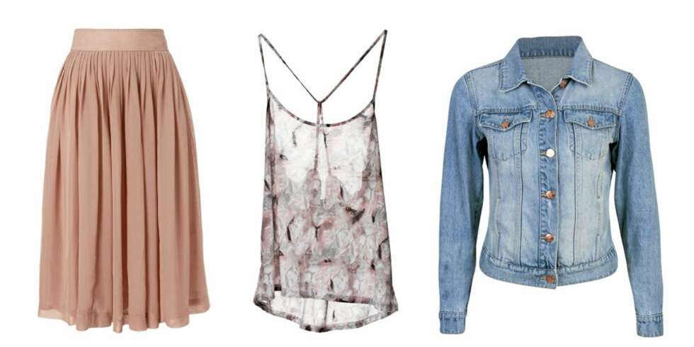 FRA VENSTRE: Skjørt fra Gina Tricot (kr 299), topp fra Cheap monday (kr 200) og denimjakke fra Bik Bok (kr 399). FRA VENSTRE: Skjørt fra Gina Tricot (kr 299), topp fra Cheap monday (kr 200) og denimjakke fra Bik Bok (kr 399).