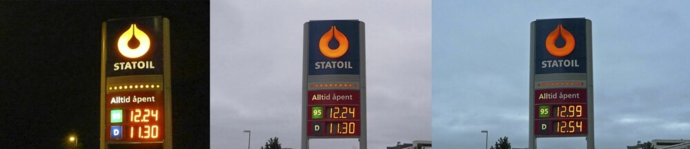 Fra venstre: Statoil søndag 19.00, mandag 09.00 og 15.00. Fra venstre: Statoil søndag 19.00, mandag 09.00 og 15.00.
