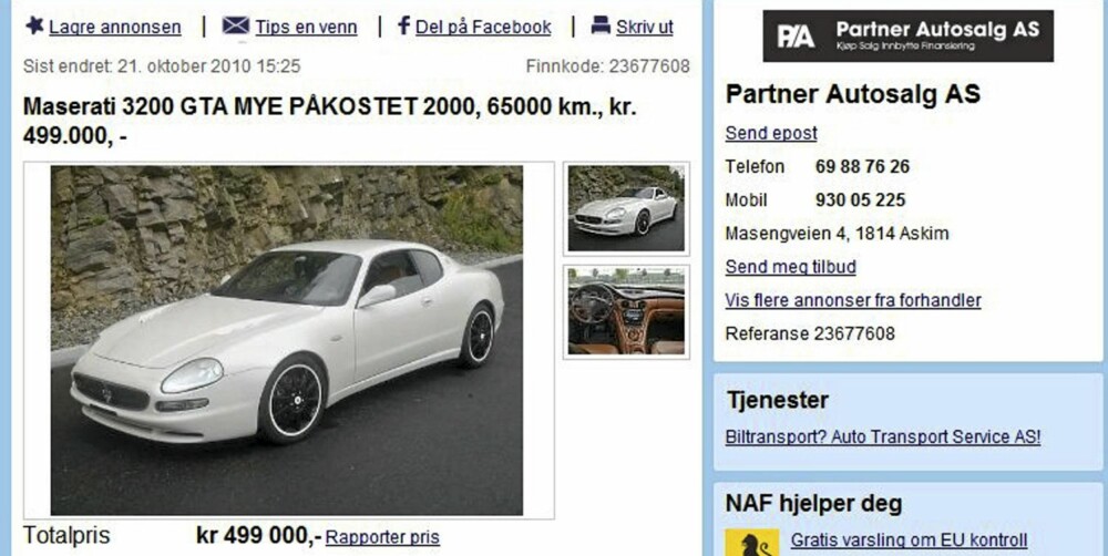 ITALIENSK: Maserati 3200 GTA ITALIENSK: Maserati 3200 GTA
