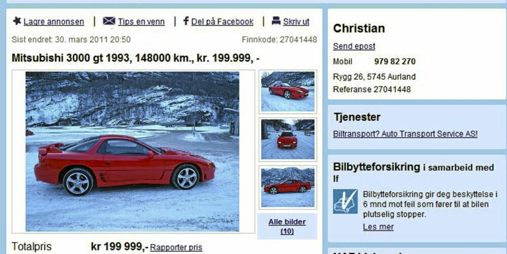 JAPANSK: mITSUBISHI 3000 GT JAPANSK: mITSUBISHI 3000 GT