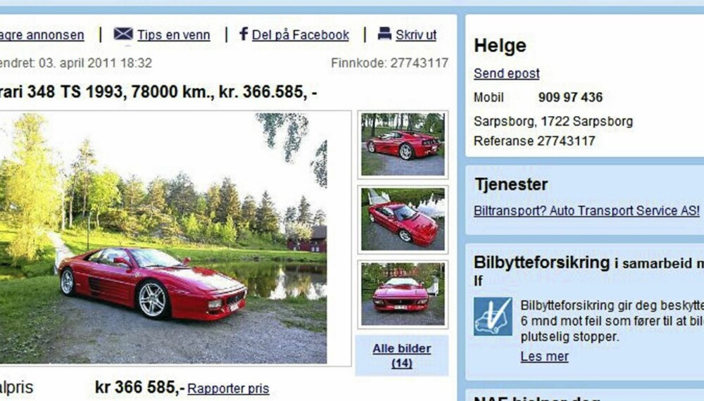 ITALIENSK: Ferrari 348 TS ITALIENSK: Ferrari 348 TS