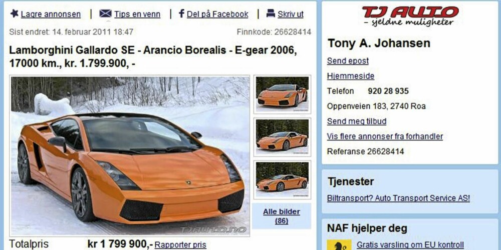 KONTRAST: Litt spesielt å se en oransje Gallardo på snø.Det skurrer en smule. FOTO: Skjermdropp KONTRAST: Litt spesielt å se en oransje Gallardo på snø.Det skurrer en smule. FOTO: Skjermdropp