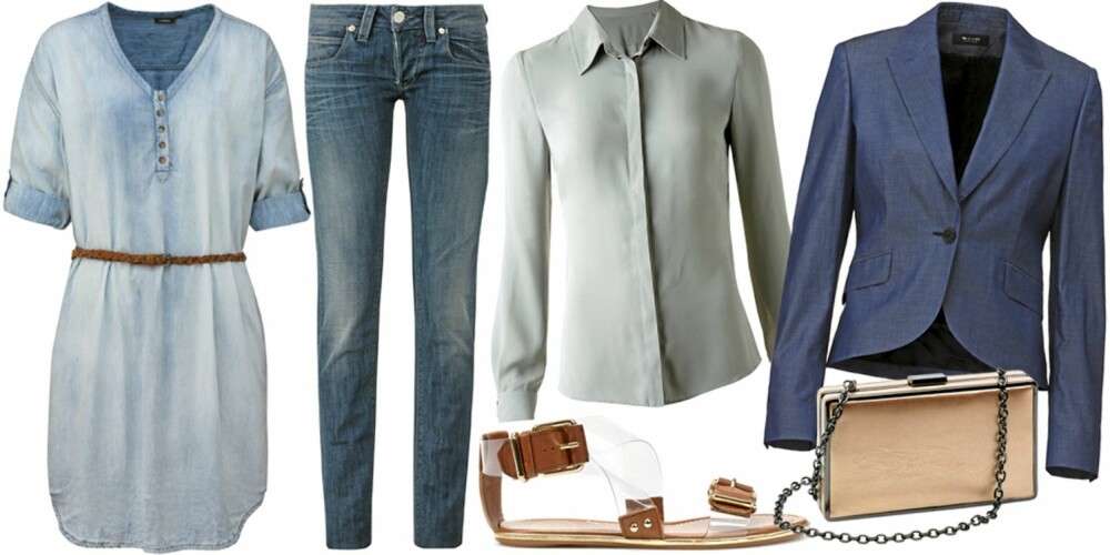 FRA VENSTRE: Tunika fra Lindex (kr 349), bukse fra Mardou & Dean (kr 1700), sandaler fra Zara (kr 1199), skjorte fra Mango (kr 499), blazer fra Sand (kr 3195), veske fra Mango (kr 449). FRA VENSTRE: Tunika fra Lindex (kr 349), bukse fra Mardou & Dean (kr 1700), sandaler fra Zara (kr 1199), skjorte fra Mango (kr 499), blazer fra Sand (kr 3195), veske fra Mango (kr 449).