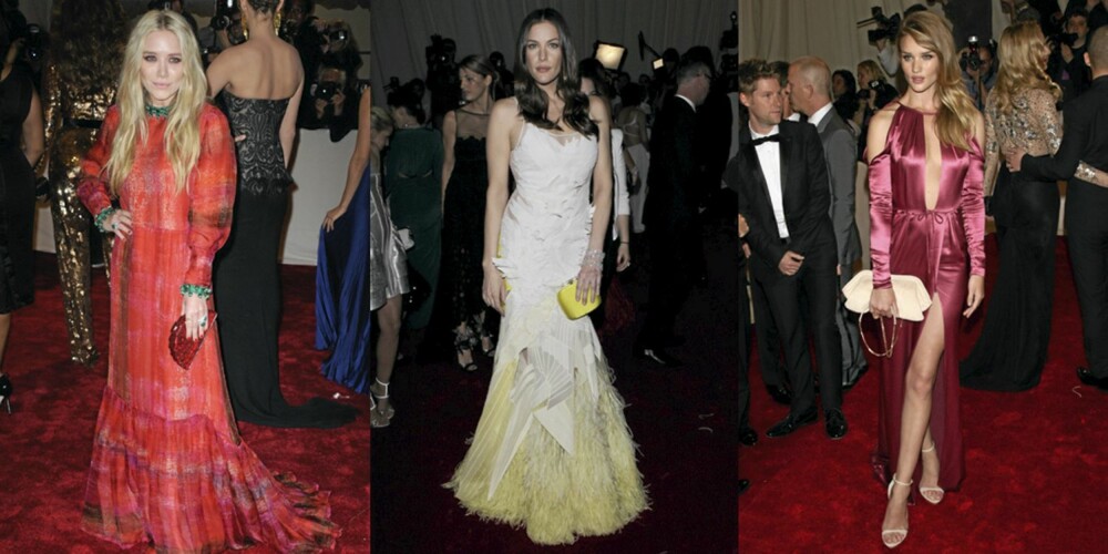 MET-GALLA: Mary-Kate Olsen i vintagekjole, Liv Tyler i Givenchy og Rosie Huntington-Whiteley i Burberry. MET-GALLA: Mary-Kate Olsen i vintagekjole, Liv Tyler i Givenchy og Rosie Huntington-Whiteley i Burberry.