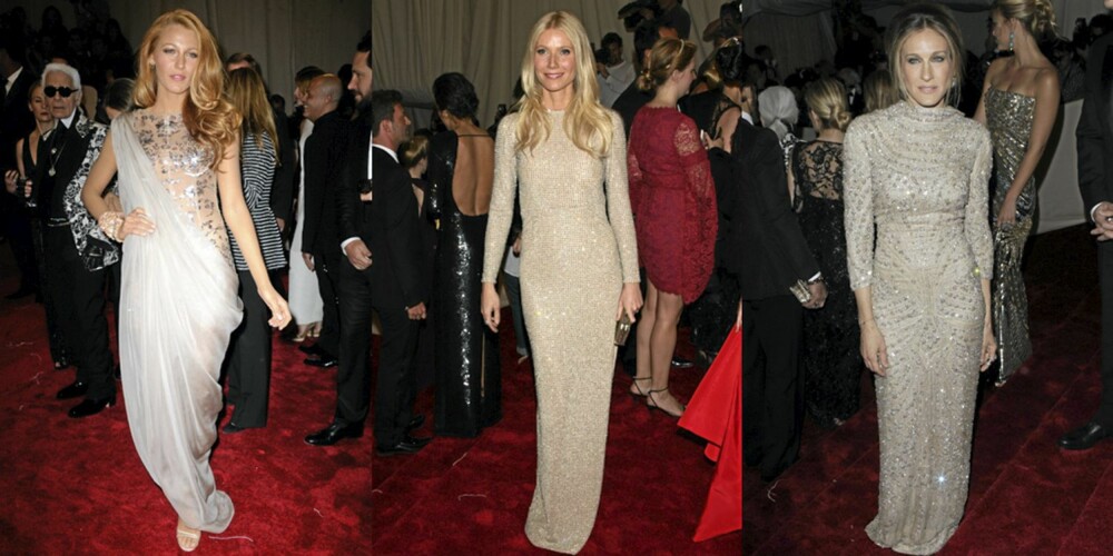 MET-GALLA: Blake Lively i Chanel, Gwyneth Paltrow i Stella McCartney og Sarah Jessica Parker i Alexander McQueen. MET-GALLA: Blake Lively i Chanel, Gwyneth Paltrow i Stella McCartney og Sarah Jessica Parker i Alexander McQueen.