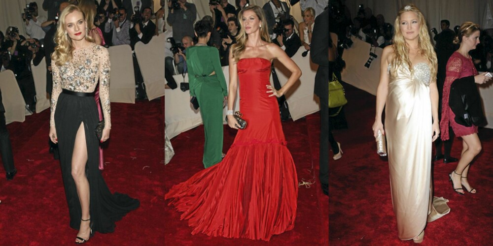 MET-GALLA: Diane Krüger i Jason Wu, Gisele Bündchen i Alexander McQueen og Kate Hudson i Stella McCartney. MET-GALLA: Diane Krüger i Jason Wu, Gisele Bündchen i Alexander McQueen og Kate Hudson i Stella McCartney.