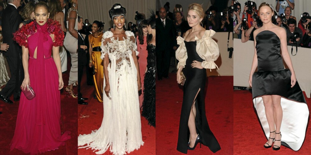 MINDRE HELDIG: Jennifer Lopez i Gucci, Naomi Campbell i Alexander McQueen, Ashley Olsen i Christian Dior og Stella McCartney i egen design. MINDRE HELDIG: Jennifer Lopez i Gucci, Naomi Campbell i Alexander McQueen, Ashley Olsen i Christian Dior og Stella McCartney i egen design.