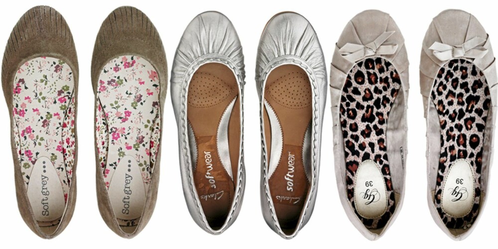 FRA VENSTRE: La Redoute (kr 399), Clarks (kr 899), Skopunkten (kr 249). FRA VENSTRE: La Redoute (kr 399), Clarks (kr 899), Skopunkten (kr 249).