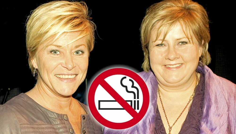 ILD UTEN RØYK: Siv Jensen og Erna Solberg skal i ilden under høstens lokalvalg, men uten sigarett i munnviken. ILD UTEN RØYK: Siv Jensen og Erna Solberg skal i ilden under høstens lokalvalg, men uten sigarett i munnviken.