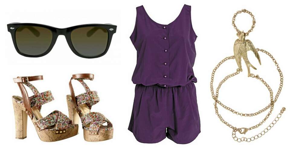 FRA VENSTRE: Solbriller fra Monki (kr 100), sandaler fra HM (kr 399), jumpsuit fra Rodni/Nelly.com (kr 499) og armbånd med ring fra Asos. com (kr 100). FRA VENSTRE: Solbriller fra Monki (kr 100), sandaler fra HM (kr 399), jumpsuit fra Rodni/Nelly.com (kr 499) og armbånd med ring fra Asos. com (kr 100).
