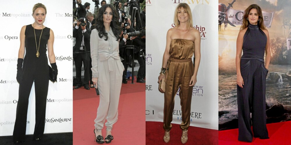 RØD LØPER: Chloé Sevigny, Paz Vega, Ellen Pompeo og Penelope Cruz har stilt i jumpsuit på den røde løperen. RØD LØPER: Chloé Sevigny, Paz Vega, Ellen Pompeo og Penelope Cruz har stilt i jumpsuit på den røde løperen.