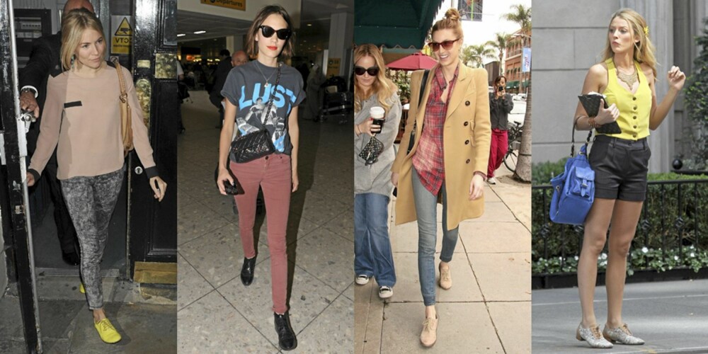 KUL I HERRESKO: Sienna Miller, Alexa Chung, Whitney Port og Blake Lively digger herresko-trenden. KUL I HERRESKO: Sienna Miller, Alexa Chung, Whitney Port og Blake Lively digger herresko-trenden.