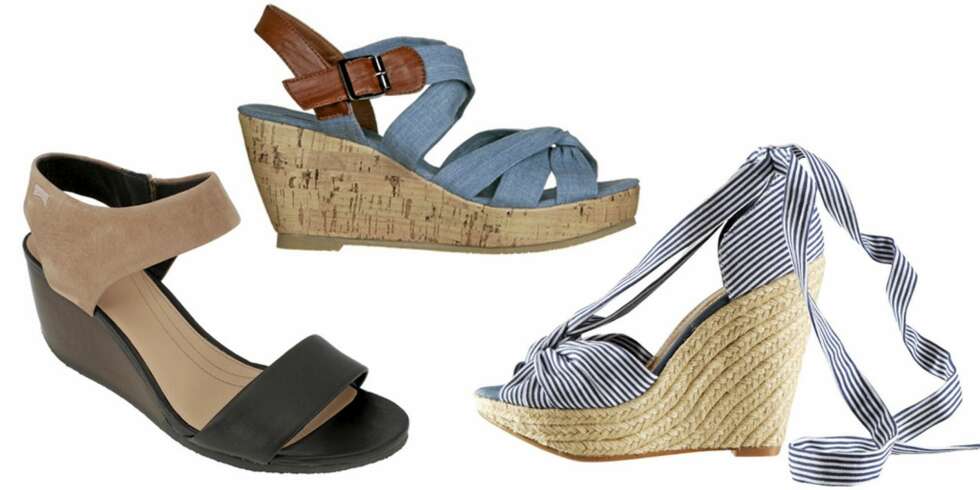 FRA VENSTRE: Sandaler fra Camper (kr 1298), sandaler fra Din Sko (kr249) og sandaler fra HM (kr 299). FRA VENSTRE: Sandaler fra Camper (kr 1298), sandaler fra Din Sko (kr249) og sandaler fra HM (kr 299).