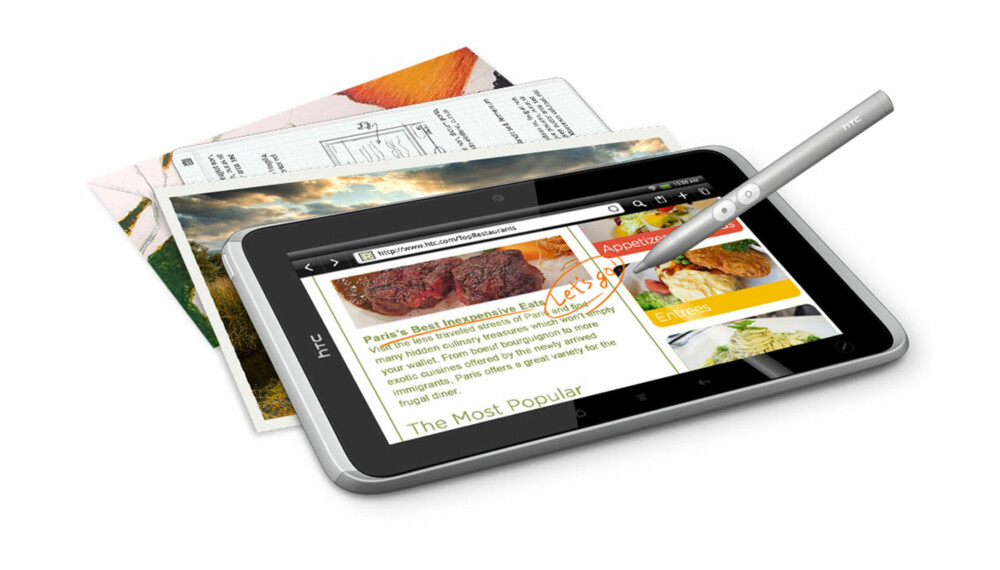 SKRIV PÅ SKJERMEN: HTC Flyer leveres med en egen penn som lar deg skrive rett på skjermen. SKRIV PÅ SKJERMEN: HTC Flyer leveres med en egen penn som lar deg skrive rett på skjermen.