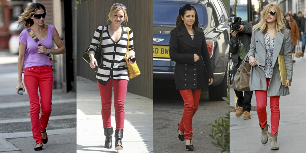 POPULÆR: Sarah Jessica Parker, Hillary Duff, Cheryl Cole og Fearne Cotton har alle investert i et par røde jeans fra J. Brand. POPULÆR: Sarah Jessica Parker, Hillary Duff, Cheryl Cole og Fearne Cotton har alle investert i et par røde jeans fra J. Brand.