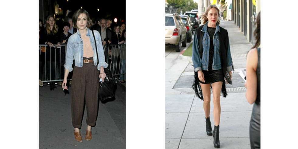 EGEN VRI: Keira Knightley og Chloe Sevigny har begge sin personlige tvist når det kommer bruk av denimjakken. EGEN VRI: Keira Knightley og Chloe Sevigny har begge sin personlige tvist når det kommer bruk av denimjakken.