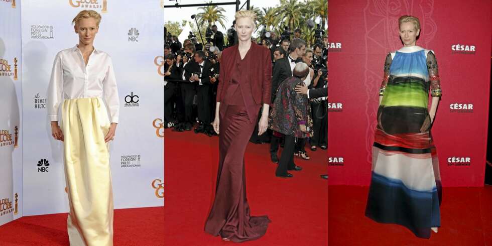 STILSIKKER: Tilda Swinton er en kvinne med en avantgarde look, og hun står støtt i seg selv. STILSIKKER: Tilda Swinton er en kvinne med en avantgarde look, og hun står støtt i seg selv.