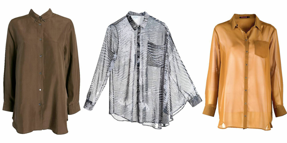FRA VENSTRE: Filippa K (kr 995), Monki (kr 300), Indiska (kr 299). FRA VENSTRE: Filippa K (kr 995), Monki (kr 300), Indiska (kr 299).