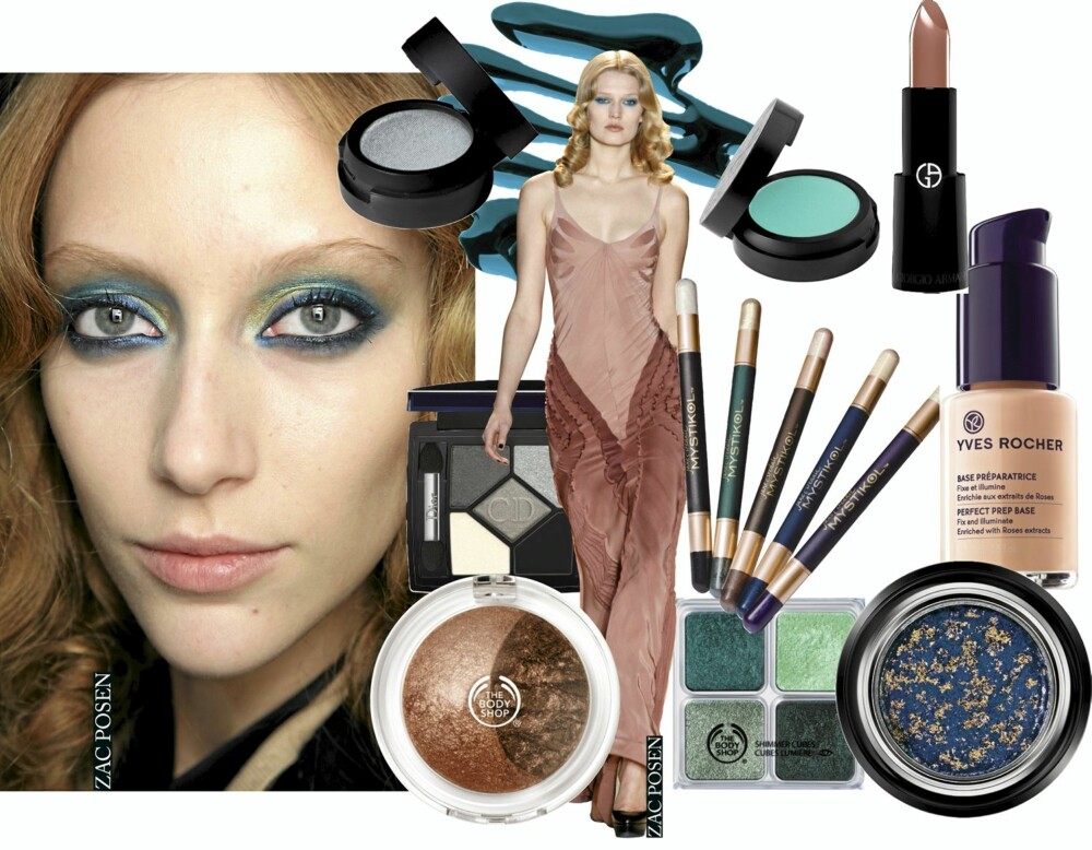 HØSTENS MAKEUP: Fra venstre: Make Up Store Cybershadow i fargen silver, øyeskygge kr 135,- Make Up Store øyeskygge i fargen colibri, kr 140,- Giorgio Armani Rouge d'armani leppestift i fargen beige 100, kr 275,- Diro øyeskygge palett 008, kr 500,- Jane Iredale Mystikol øyeskyggepenner, kr 150,- pr. stk. Yves Rocher Perfect Prep Base, kr 129,- The Body Shop Baked to Last øyeskygge i fargen copper, kr 165,- The Body Shop Shimmer Cubes Green Light, øyeskygge, kr 249,- Giorgio Armani øyeskygge i fargen blast of blue, kr 295,- . HØSTENS MAKEUP: Fra venstre: Make Up Store Cybershadow i fargen silver, øyeskygge kr 135,- Make Up Store øyeskygge i fargen colibri, kr 140,- Giorgio Armani Rouge d'armani leppestift i fargen beige 100, kr 275,- Diro øyeskygge palett 008, kr 500,- Jane Iredale Mystikol øyeskyggepenner, kr 150,- pr. stk. Yves Rocher Perfect Prep Base, kr 129,- The Body Shop Baked to Last øyeskygge i fargen copper, kr 165,- The Body Shop Shimmer Cubes Green Light, øyeskygge, kr 249,- Giorgio Armani øyeskygge i fargen blast of blue, kr 295,- .
