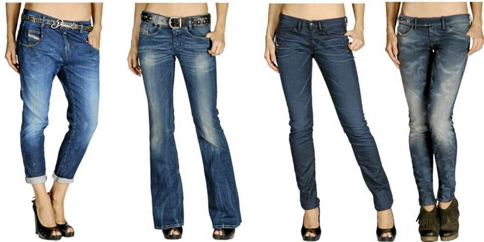 DIESEL: Diesel har jeans for hver en samk denne sesongen, alt fra baggy til skinny og med sleng. Fra venstre: Diesel Chinelle (kr 881), Diesel Lovely (kr 881), Diesel Xerox (kr 881), Diesel Cherick (kr 958). DIESEL: Diesel har jeans for hver en samk denne sesongen, alt fra baggy til skinny og med sleng. Fra venstre: Diesel Chinelle (kr 881), Diesel Lovely (kr 881), Diesel Xerox (kr 881), Diesel Cherick (kr 958).