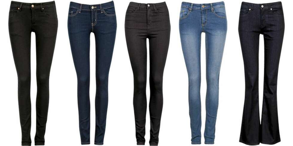 CUBUS: Cubus har flest skinny jeans denne sesongen, men du finner også bukser med sleng. Modellene får du i de fleste farger, både vasket, mørk blå og svart. Fra venstre: Cubus svart (kr 399), Cubus mørk blå (kr 299), Cubus høyt liv (kr 399), Cubus vasket (kr 199),Cubus sleng (kr 399). CUBUS: Cubus har flest skinny jeans denne sesongen, men du finner også bukser med sleng. Modellene får du i de fleste farger, både vasket, mørk blå og svart. Fra venstre: Cubus svart (kr 399), Cubus mørk blå (kr 299), Cubus høyt liv (kr 399), Cubus vasket (kr 199),Cubus sleng (kr 399).