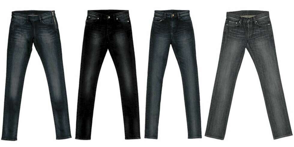 JC: JC har et bredt utvalg inne vaskede jeans i høst, og fotvidde varierer mellom norlam og skinny. Fra venstre: JC mørk bukse med glidelå på siden (kr 699), JC svart og vasket jeans (kr 499), JC mørk blå skinny jeans (kr 599), JC grå/blå jeans med normal beinvidde (kr 599). JC: JC har et bredt utvalg inne vaskede jeans i høst, og fotvidde varierer mellom norlam og skinny. Fra venstre: JC mørk bukse med glidelå på siden (kr 699), JC svart og vasket jeans (kr 499), JC mørk blå skinny jeans (kr 599), JC grå/blå jeans med normal beinvidde (kr 599).